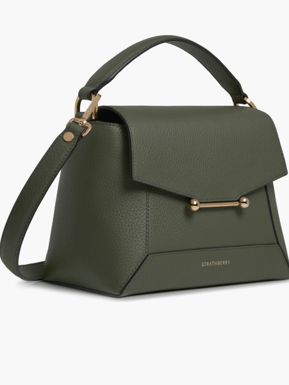 Strathberry Mosaic leather top handle bag Pine Green